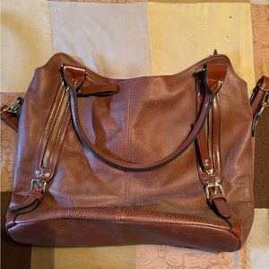 Leather Tote Bag - Brown
